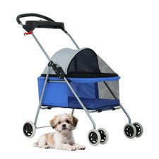Purple 3-Wheel Pet Stroller for Dogs/Cats with Mesh Canopy