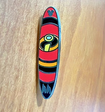 Disney Trading Pin - Surfboard with Moon, Stars & Hidden Mickey (Blue/Red Fish Tail)