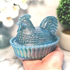 Multi-Color Amberina Glass Rooster on Nest Covered Candy Dish, 8.5 inch — listing 6