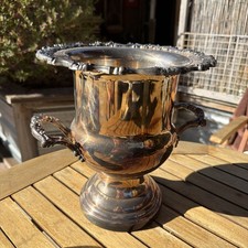 Silver Champagne / Wine Cooler Ice Bucket with Gadrooned Rim and Scroll Handles No mark visible — listing 6
