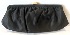 embroidered evening clutch Black Taffeta Evening Clutch Bag with Cross-Stitch Embroidered 'LOVE' Design — listing 2