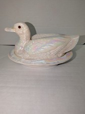 Westmoreland Blue Glass Duck on Nest Covered Candy Dish, 4 1/2 inch — listing 6