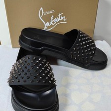 Christian Louboutin Pool Fun Donna Spike White Leather Slide Sandals — listing 3