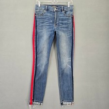Express Navy Red White Striped Skinny Jeans, Button-Fly, Women's — listing 6