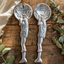 Cast Aluminum Salad Bowl with Spiral & Zigzag Tribal Motif and Matching Servers — listing 6