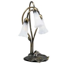 Three-Light Pond Lily Table Lamp with Bronzed Metal Base and Tulip Glass Shades — listing 6