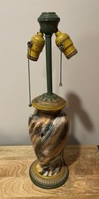 Italian Hand-Painted Majolica Pottery Table Lamp with Floral Decoration — listing 4