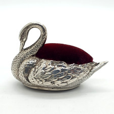 Figural Swan Pin Cushion with Silver-Plated Body — listing 2