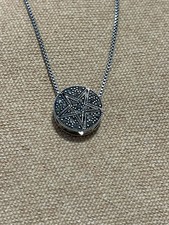 1930s Sterling Silver and Marcasite Art Deco Pendant Necklace with Chain — listing 5