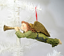 Angel Ornament with Trumpet and Frosted Cloud Base — listing 3