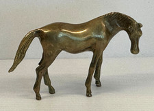 Brass Horse Figurine Statue, Standing Pose with Bridle Detail, listing 4