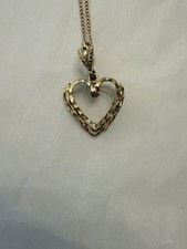 14K Gold Rolo Chain Bracelet with Pavé Diamond Heart Charm — listing 2