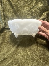 McKee Toltec Pattern Milk Glass Three-Footed Bowl — listing 6