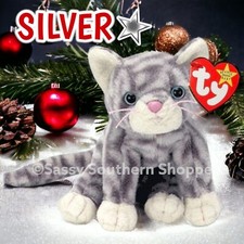 Ty Beanie Baby Silver the Gray Tabby Cat 1999