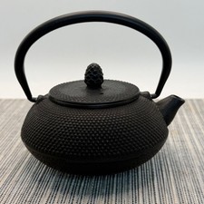 Japanese-Style Cast Iron Hobnail Tetsubin Teapot with Cup, Navy Blue — listing 4