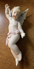 Vintage Bisque Porcelain Cherub Angel Figurine, Seated with Hand on Cheek — listing 2