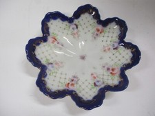Small Hand-Painted Cobalt Blue Ceramic Pitcher with Fruit and Floral Motif — listing 3