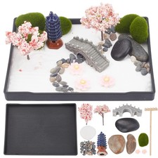 Zen Garden Tabletop Kit with Slate Finish Tray, River Stones, Sand & Rakes — listing 3