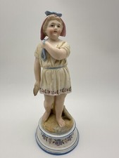 White Porcelain Figurine of Girl Feeding Fawn/Deer with Flowers — listing 6