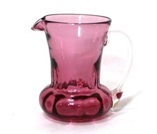 Vintage Cranberry Crackle Glass Ruffled Rose Bowl / Small Vase