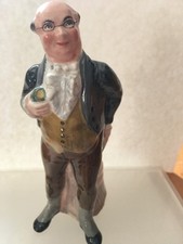 Staffordshire-Style Mr. Pickwick Character Figurine, Top Hat & Raised Hand