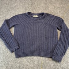 Blue Marled Ribbed Knit Sweater with Woven Size Tag — listing 2