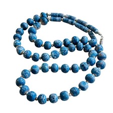 Sponge Coral Diamond-Cut Beaded Statement Necklace with Silver-Tone Spiral Pendant 925 — listing 6