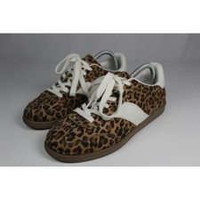 Women's Leopard Print Calf-Hair Low-Top Fashion Sneakers with Distressed Detailing, Size 8 — listing 2