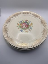 French Saxon China Co. Rimmed Soup/Cereal Bowl with Floral Poppy Transfer, Scalloped Rim — listing 6