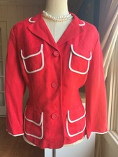 Emma James Green Paisley Print Cotton Snap-Front Jacket, Size L — listing 5