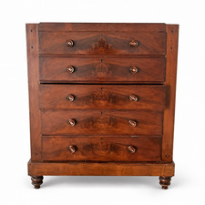 Antique Mahogany Low Dresser / Chest with Cabriole Legs, Two Over One Drawer — listing 6