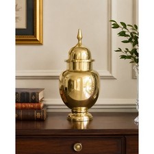 Vintage Hollywood Regency Brass Ginger Jar Table Lamp — listing 2