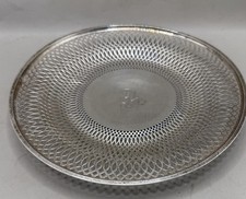 Reticulated Sterling Silver Bread & Butter Plate with Pierced Border and Engraved Detail