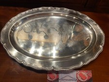 Silver Serving Piece Edge with Hallmarks and Maker's Mark, Gadrooned Border — listing 4
