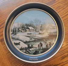 Currier & Ives Style Oval Tin Plate "American Country Life" Decorative Tray — listing 4