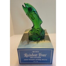 Avon Rainbow Trout Decanter with Tai Winds After Shave, Green Glass Figural Fish Bottle — listing 5