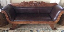 Traditional Distressed Leather Three-Seat Sofa with Carved Wood Frame — listing 4