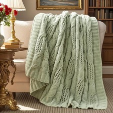 Handmade Chunky Knit Blanket, Magenta Cotton Tube Yarn Throw Twin — listing 5