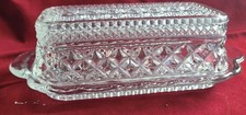 Cut Glass Lid with Pointed Finial, Clear Diamond & Bar Cut Pattern (5.25" x 4") — listing 4