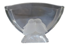 Verlys Art Deco Lovebirds / Doves Frosted Crystal Fan Vase — listing 4