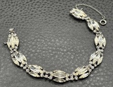 Rhinestone Marquise Blue Crystal Tennis Bracelet with Halo Setting — listing 3
