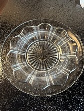 Vintage Clear Pressed Glass Bread & Butter Plate, 6.5 inch, Scalloped Rim with Radial Sunburst Center — listing 5