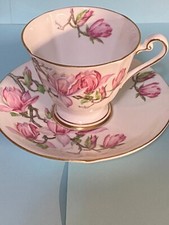 Roslyn Fine Bone China Magnolia Pattern Teacup and Saucer
