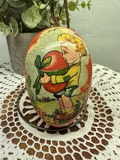 Hand-Painted Papier-Mâché Lacquered Egg Trinket Box with Rooster & Hen Motif — listing 3