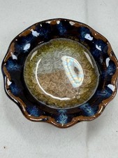 Hand-Blown Clear Crackle Glass Nappy Dish with Applied Loop Handle — listing 2