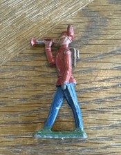 Antique Lead Flat Toy Soldiers, WWI North Africa Colonial Set — 19 Khaki Infantry & 7 African Warriors (1 inch tall)