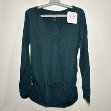 Scoop Long Sleeve Double Layer Maternity Shirt, Grey and White, Side Ruching, Size L (12-14)