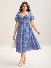 BloomChic Purple Floral Smocked Bodice Midi Dress, US 10 — listing 5
