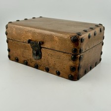 Rustic Wood and Wrought Iron Curved-Lid Trinket / Jewelry Box with Scrollwork Hardware