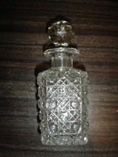 Antique Cut Glass Perfume Bottle with Faceted Stopper 4in — listing 6